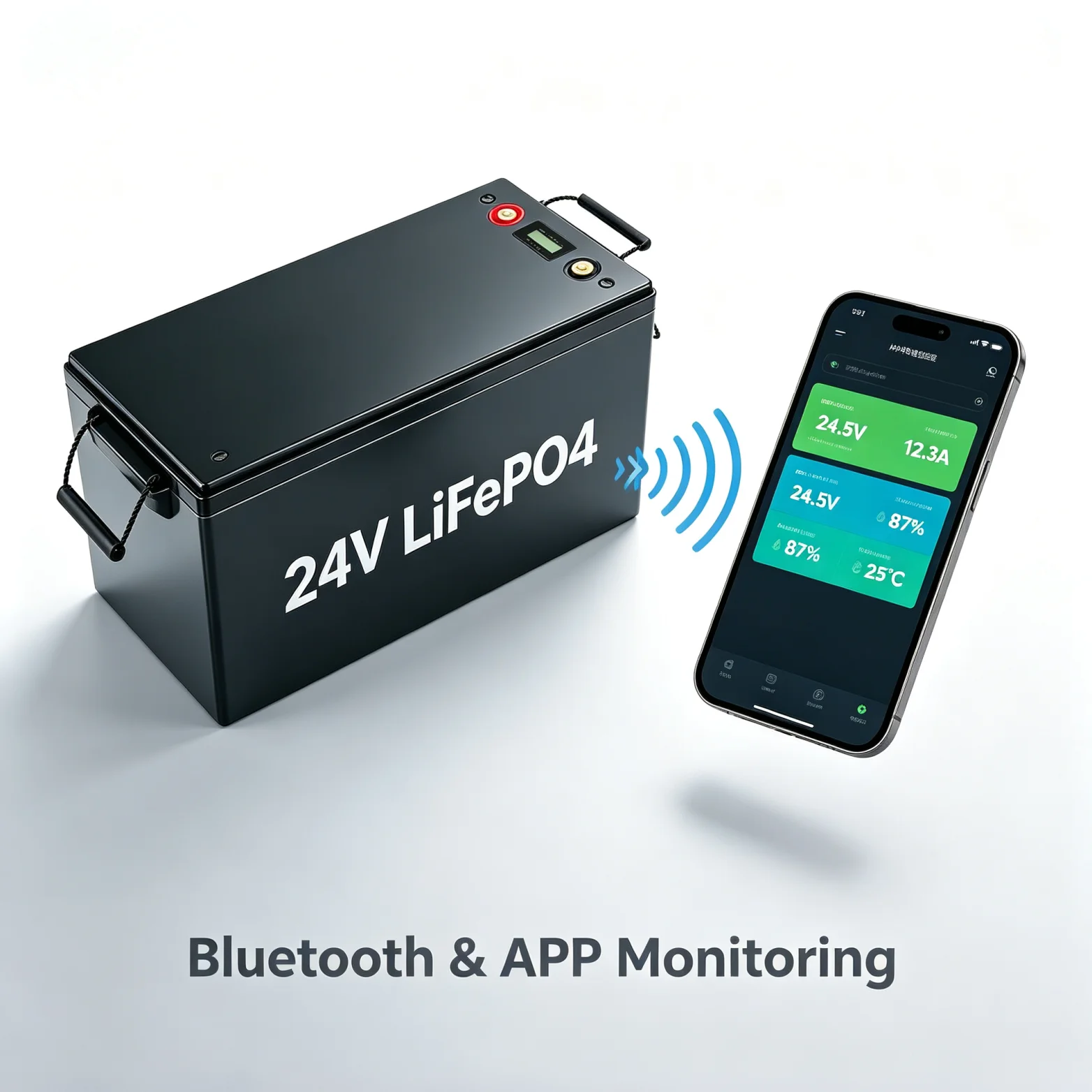 24V 200Ah LiFePO4 Lithium Battery | 200A BMS | 5120W Output | 4000+ Cycles for Heavy-Duty RV Marine Solar