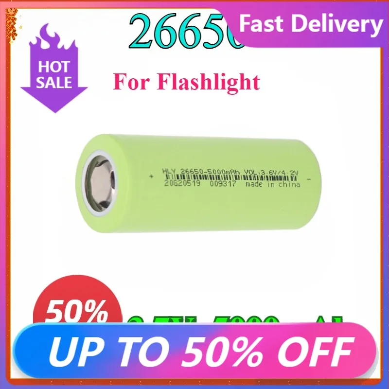 

New 26650 5000mAh Lithium Battery 3.7V 5500mAh 26650-55A Rechargeable Battery Suitable for Flashlight 10pcs
