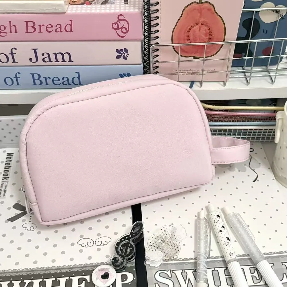 Portable Handheld Pencil Case Multi-compartment Large Capacity Pen Bag Dotted Print Pencil Pouch Students