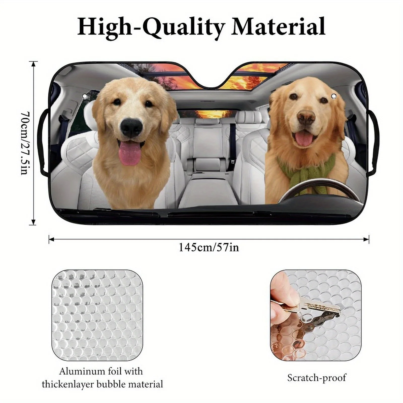 

1 шт. солнцезащитный козырек на лобовое стекло автомобиля, стильный и прочный, с милым золотистым ретривером для вождения домашних животных.