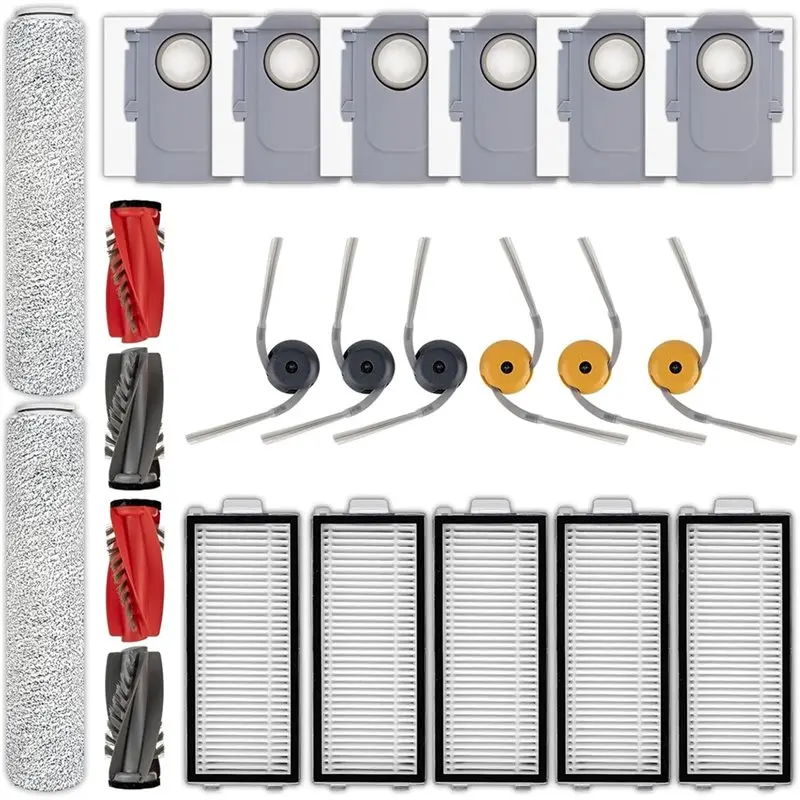 

【KITCHEN GADGET】(23 Pack) Replacement Accessory Kit For Qrevo Curv 2 Flow Parts Main Side Brushes Filters Roller Mop Dust Bags