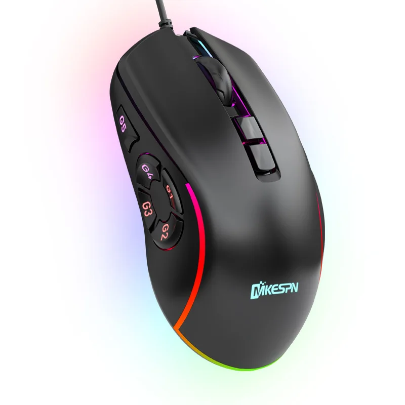 

Wired USB RGB Lighting 10-Button Gaming Mouse 7200 DPI Six-Level DPI Adjustment Ergonomic Design Multi-Key Macro Programming