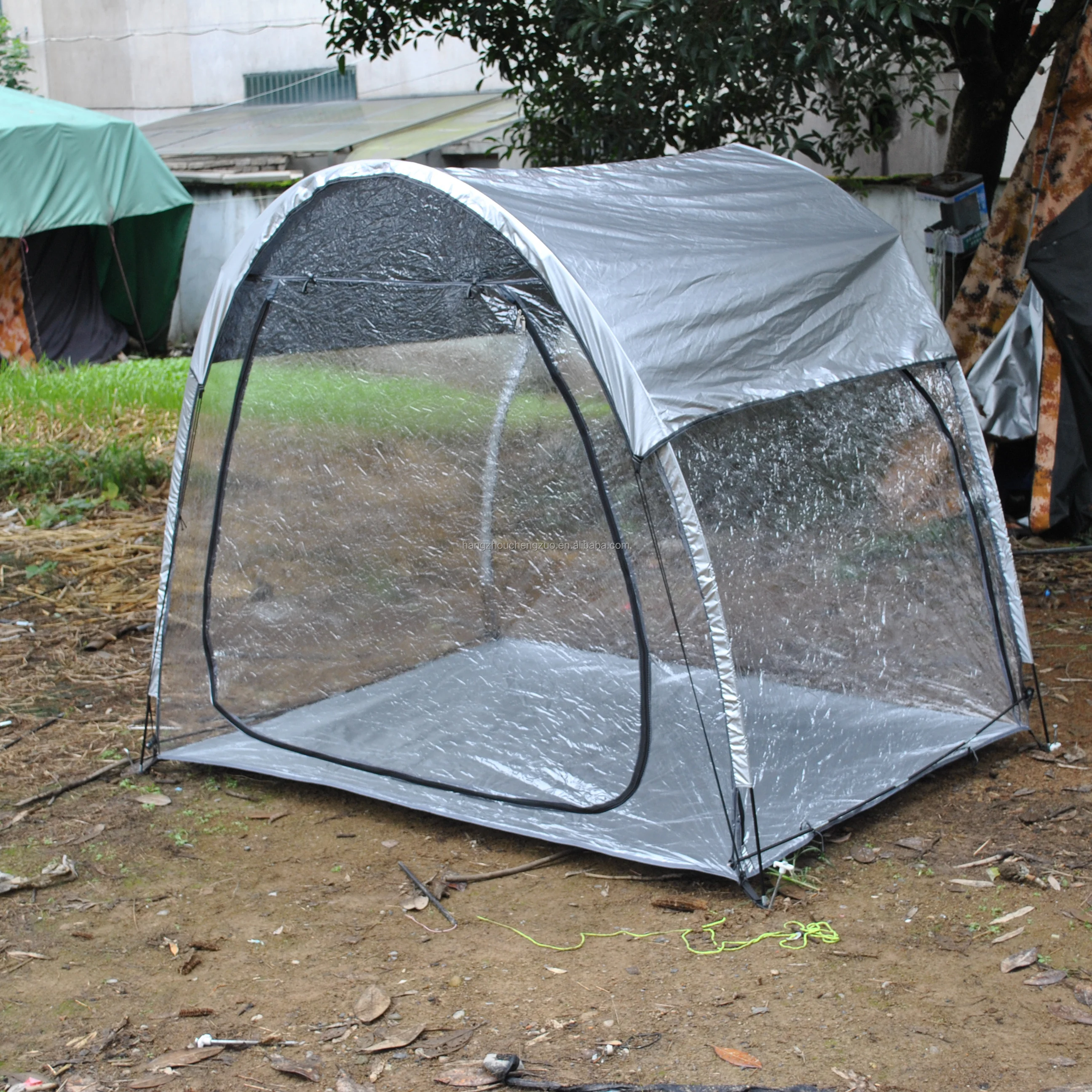 Double Layer Transparent Raincover Tent, Enlarged PVC Sunshine Leisure Tent for Plant Growing, Clear Flower House Shelter