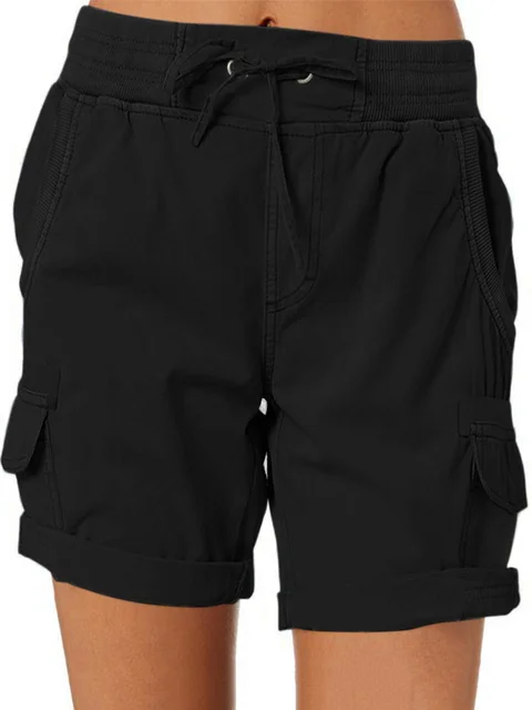 2023 Summer Women Cargo Shorts Solid Color Baggy Multi Pocket Work Pants Sweatpants Tactical Female Wide Leg Shorts