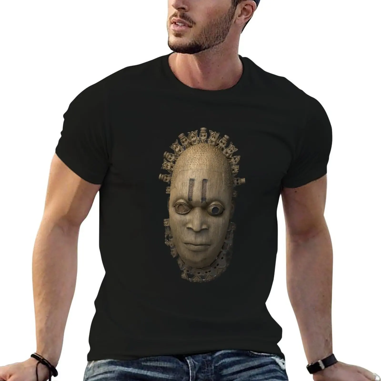 Mask of African Queen Mother of Benin: Idia T-Shirt t shirts for man cotton funny man t shirt graphic T-Shirt