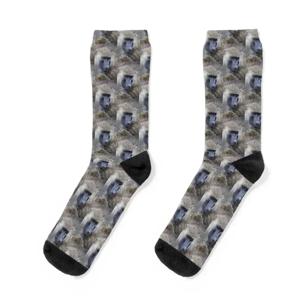 Olive Baboon Portrait Socks heated christmas gift Ladies Socks Men's