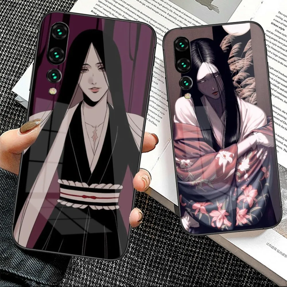 Bleach Unohana Mobile Cell Phone Case for Huawei P50 P40 P30 P20 Pro Mate 40 30 20 Pro Nova 9 8 7 PC Glass Phone Cover Funda