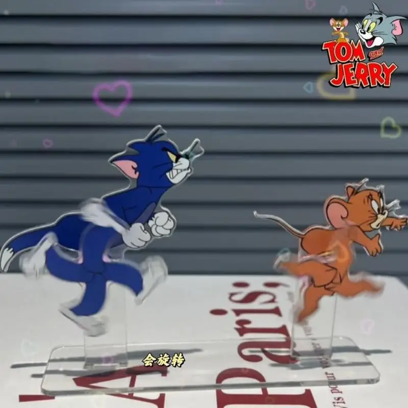 Kawali-Decoración de salida de aire de coche Tom y Jerry de dibujos animados, aire acondicionado creativo, Clip acrílico giratorio, juguetes lindos, regalo para niñas