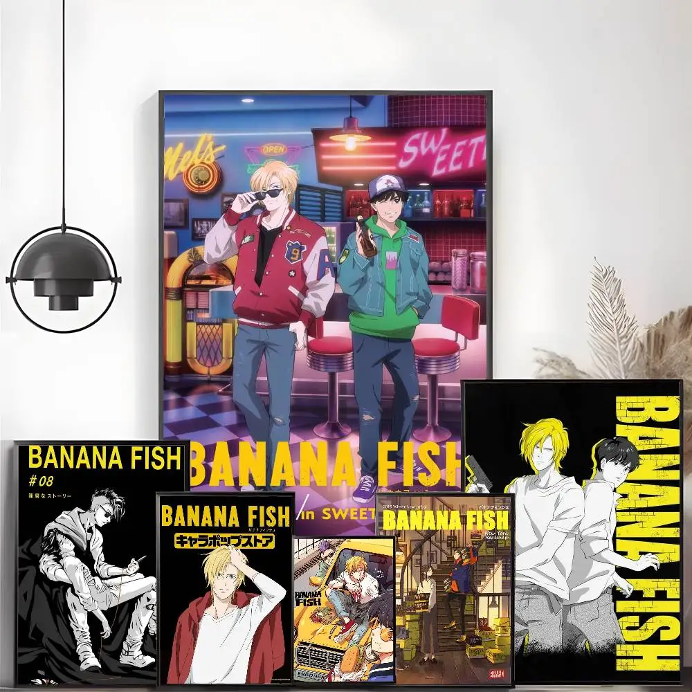 Anime B-Banana F-Fish Poster No drilling required leaves no marks Self-adhesive stickers can be applied to any surface