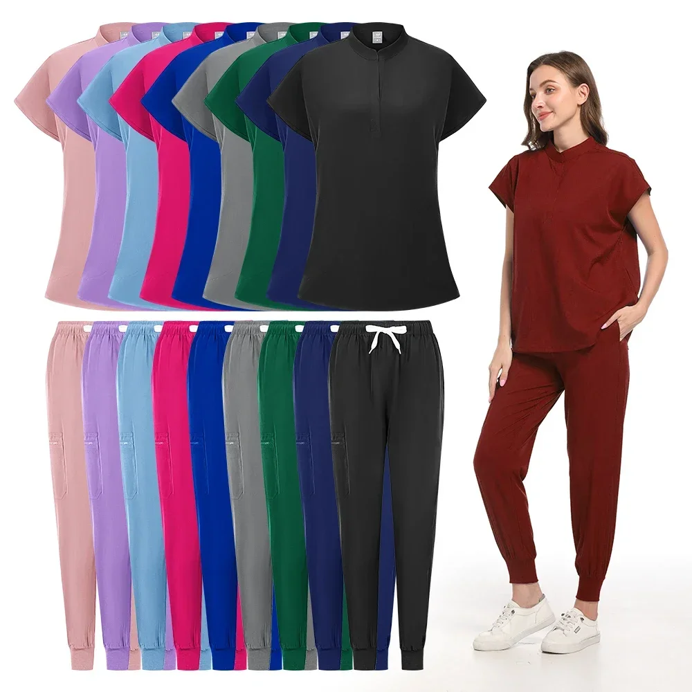 Women Scrubs Sets Polychrome Medical Uniform Hospital Working Scrub Suits Nurse Accessories Dental Surgery Suit Lab Workwear