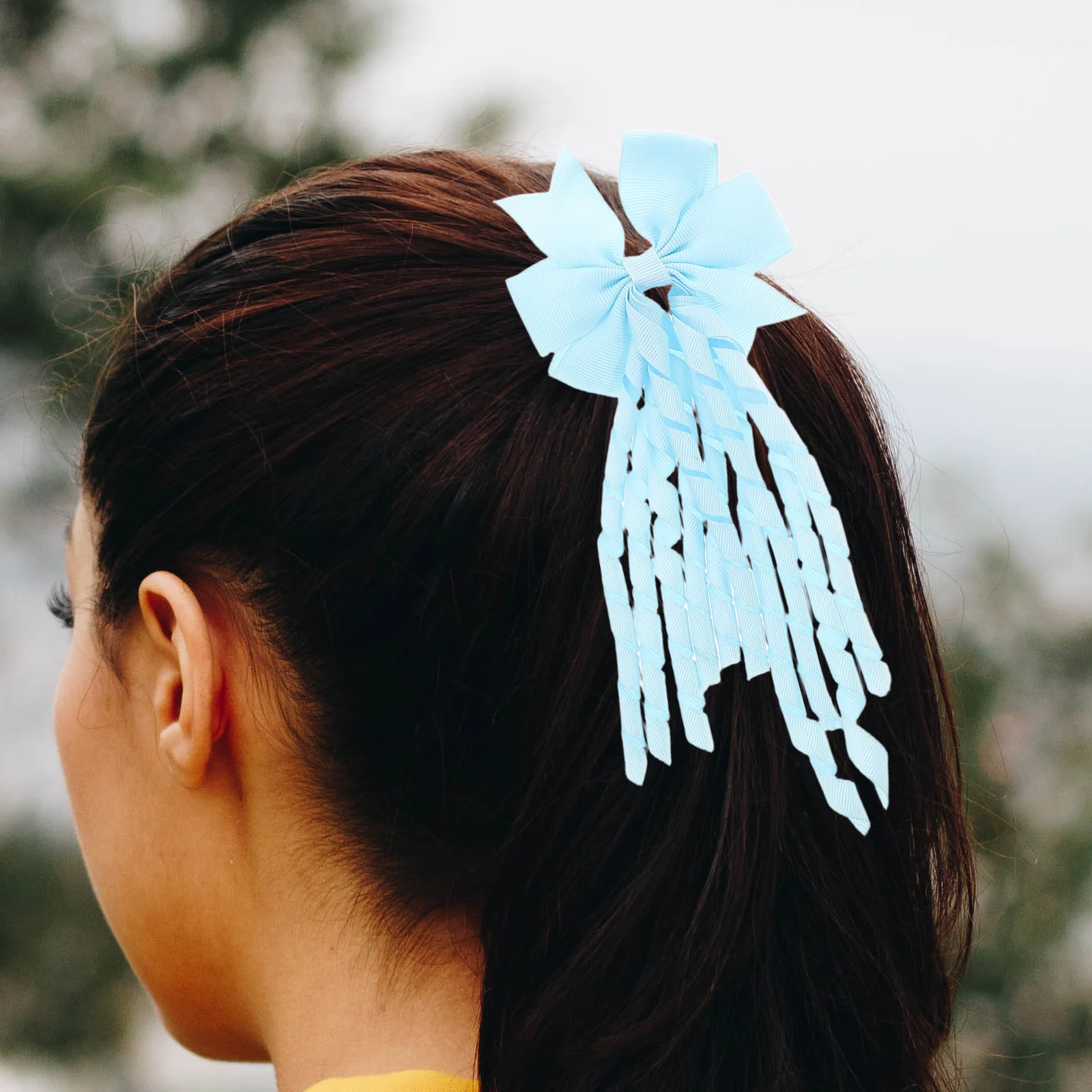 

4Pcs Girls Bowknot Hair Accessories Soft Ribbon Ponytail Holders Cheerleading Gymnastics School Hair Ties Tassel Tail