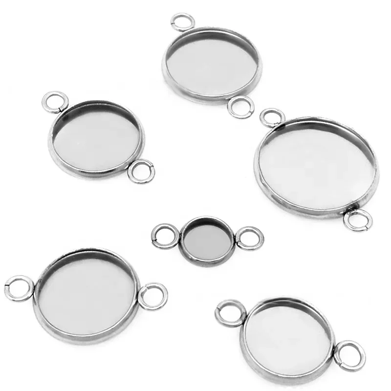 

Jewelry Accessories Fit 18mm Round Cabochon Connector Settings Round Cameo Base Stainless Steel