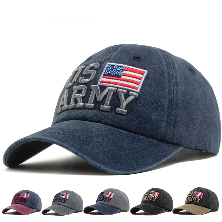 US Flag Embroidery Baseball Caps Vintage Washed Cotton Dad Hat Men Women Soft Top Outdoor Sun Hat Casual Patriotic Adjustable