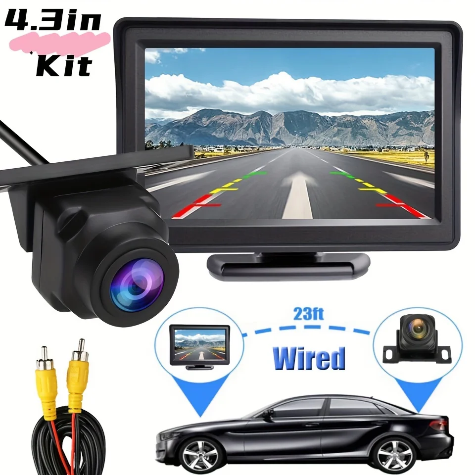 

Car Rear View Backup Camera 4.3inch Display LCD Monitor Parking System Full Set For Pickup Van RV Easy Installation