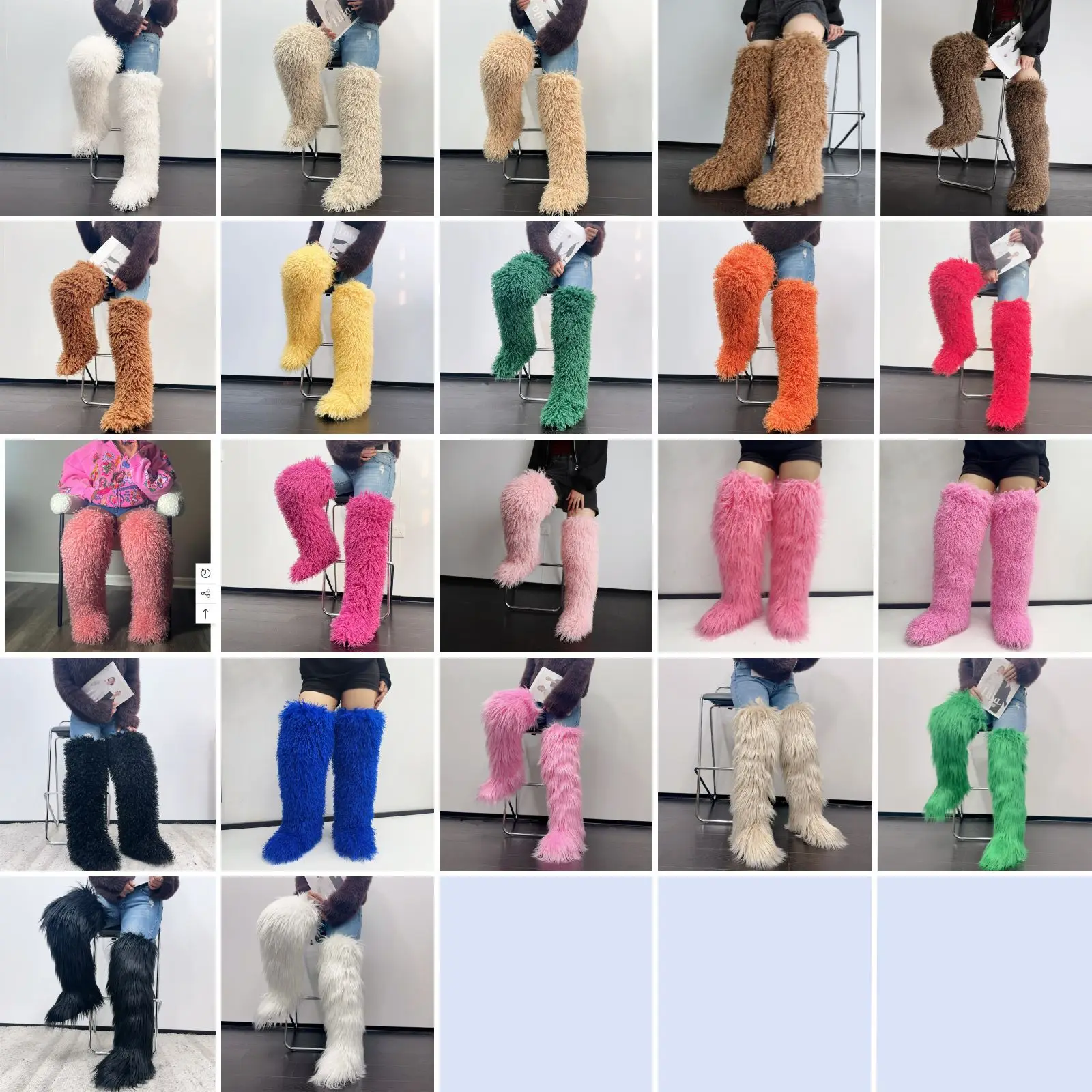 

IPPUEM Thigh High Mongolian Fur Boots For Women Winter Plus Size 46 2025 New Flat Heel Snow Boots Long Fluffy Boots