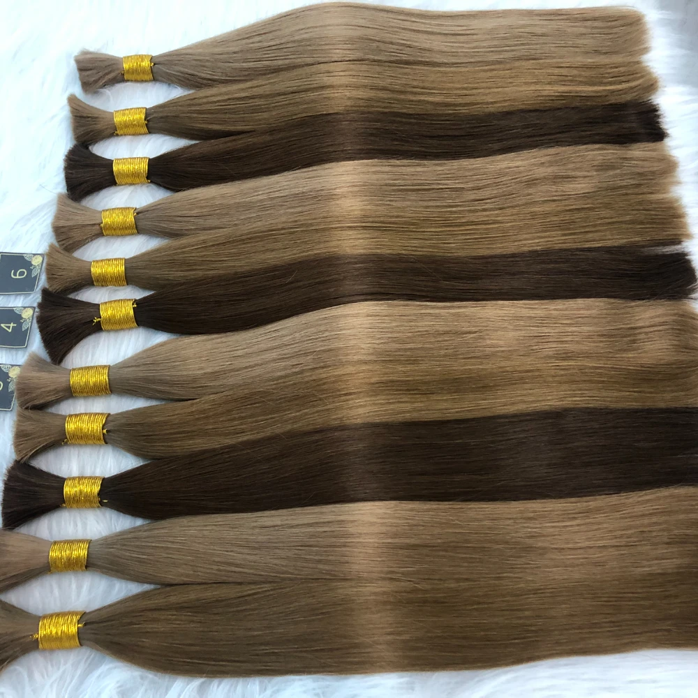 100% Real Indina Human Hair Bulk Hair For Braiding Indian Remy Straight Hair Bulk Braid12-28inch Natural Blonde Hair