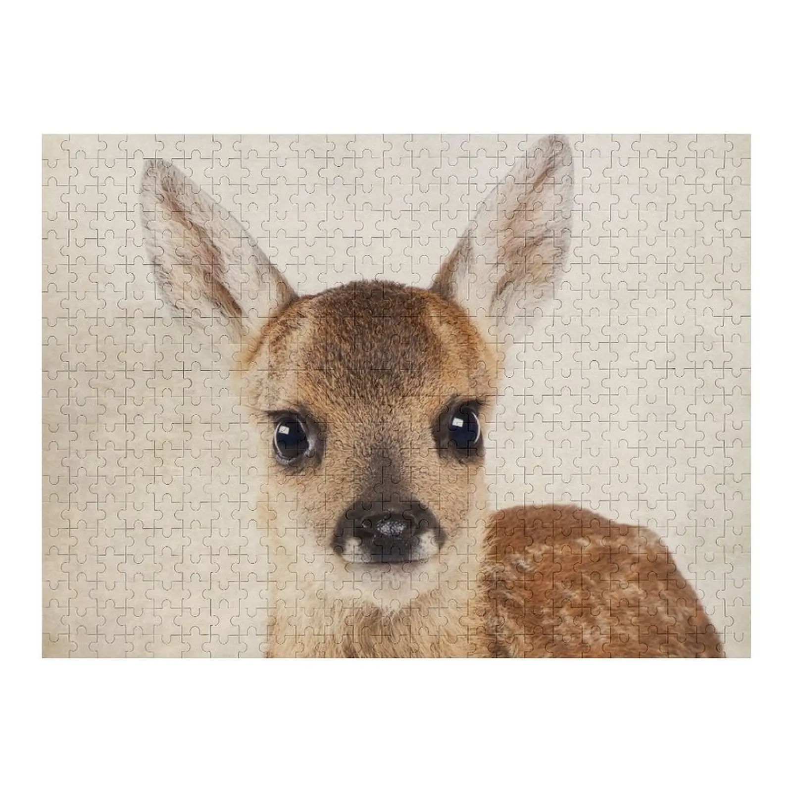 

Baby Deer Bear Art, Woodland Animal Portrait Jigsaw Puzzle Anime Personalized Kids Gifts Wood Name Puzzle