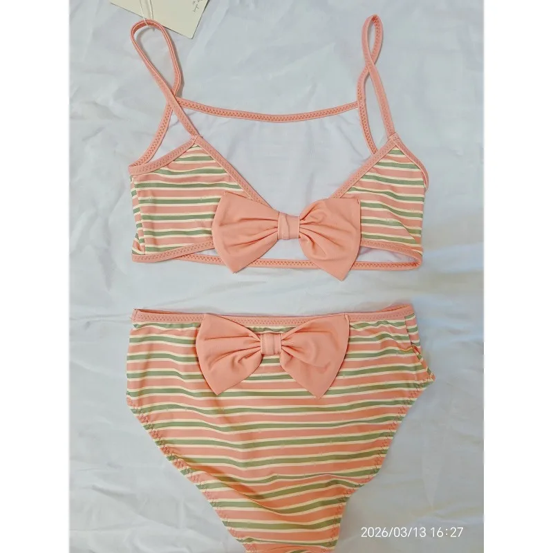 

Купальники для девочек: черный слитный купальник с сердечками и красной отделкой, милый комплект бикини с бантом для девочек, модные детские пляжные купальники, бикини