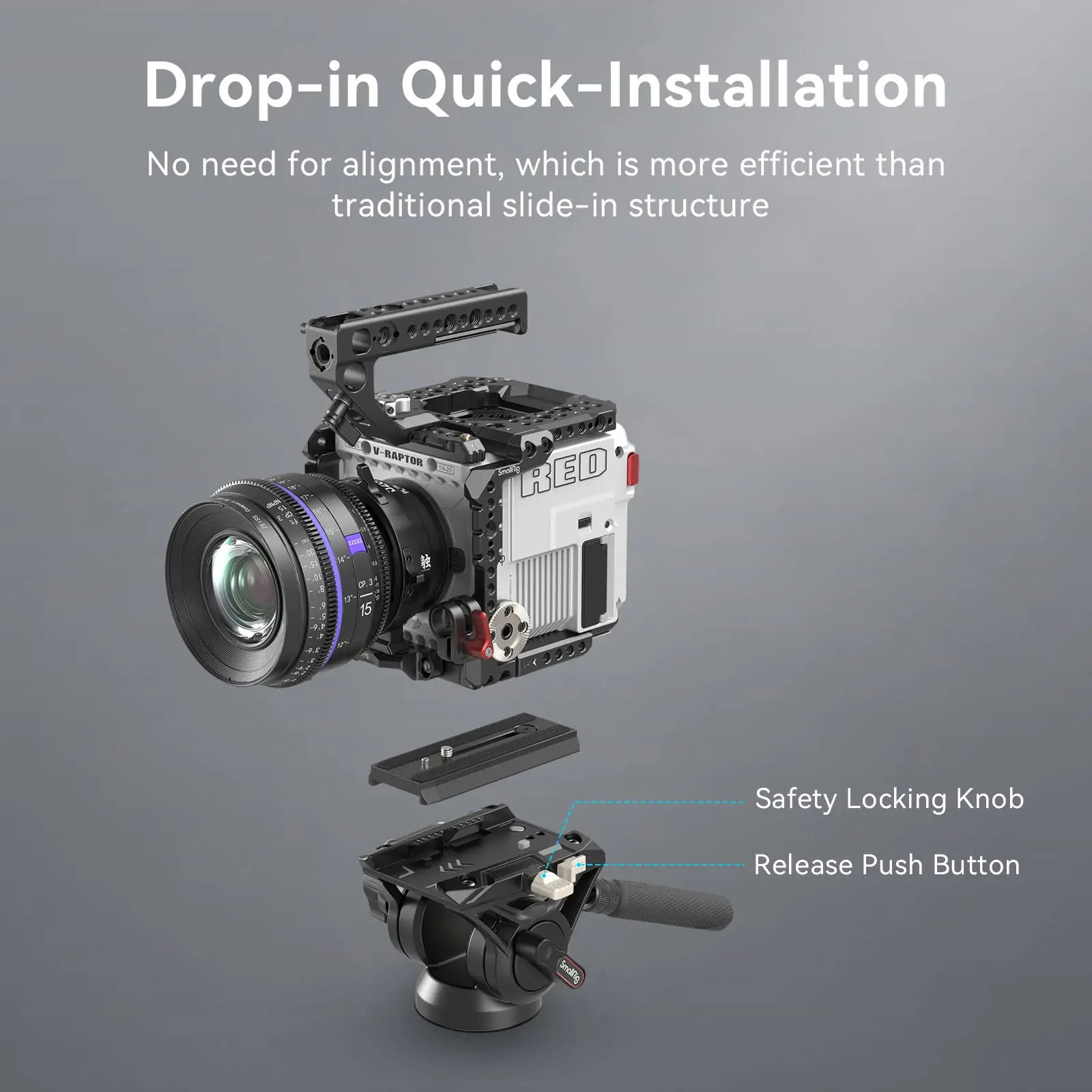 SmallRig Fluid Video Head with Plate and Flat Base, Universal Bubble Level Tripod Fluid Head with Gimbal Plate for DJI RS Series