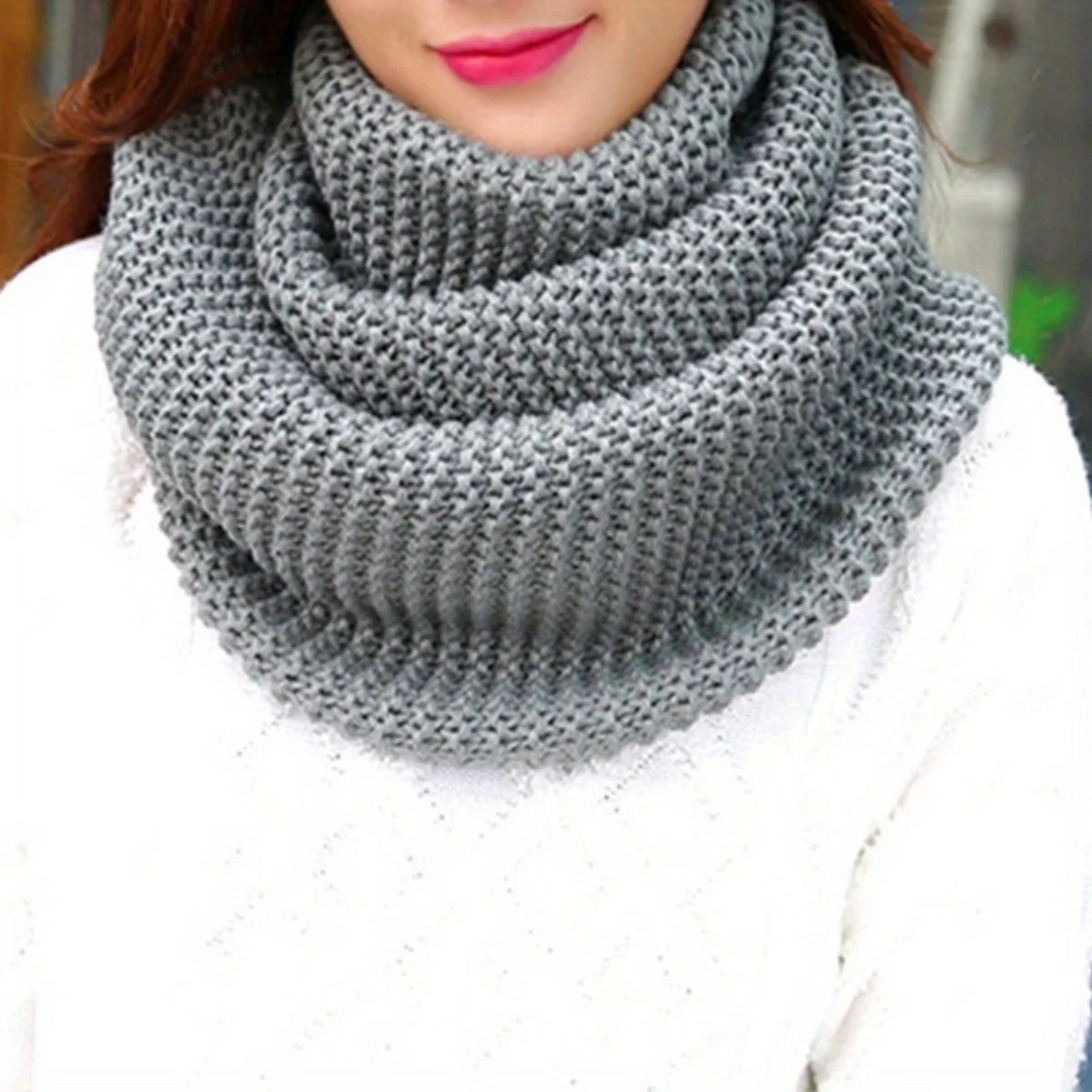Eleganter dicker Winterschal für Damen – winddicht, atmungsaktiv, unendlicher Schlaufen-Halswärmer mit weicher Stilstruktur. Maschinenwaschbar – Detail 9