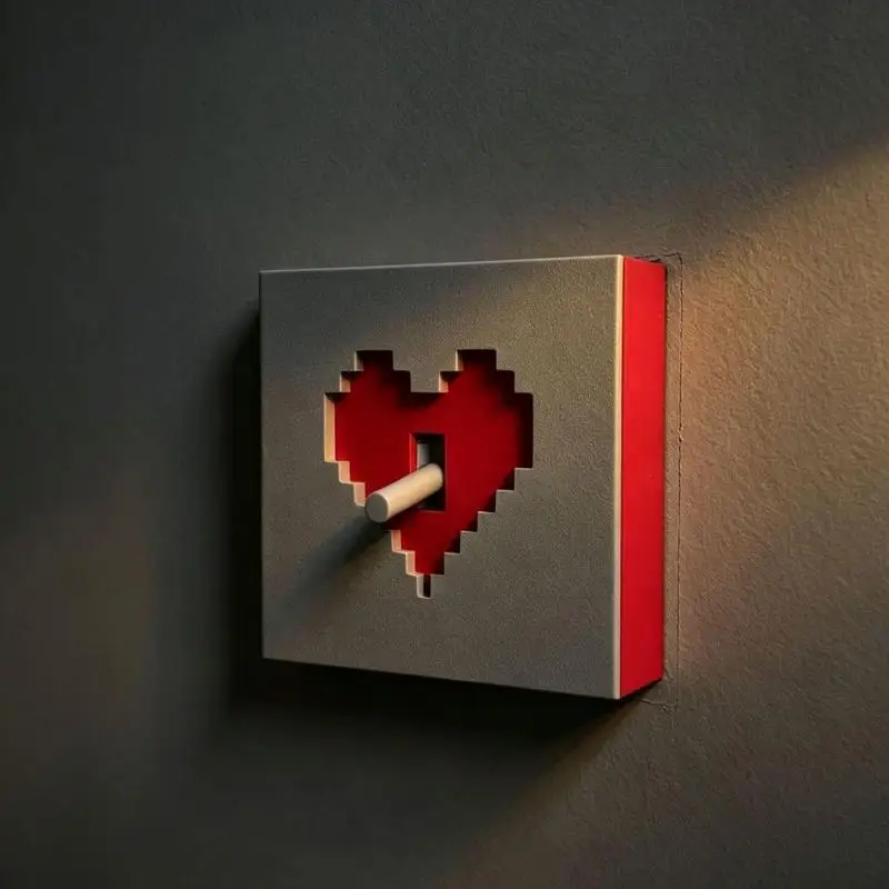Pixel Heart Light Switch Cover Creative 3D Wall Switch Panel Decor Protective Frame For Bedroom Living Room Home Decoration