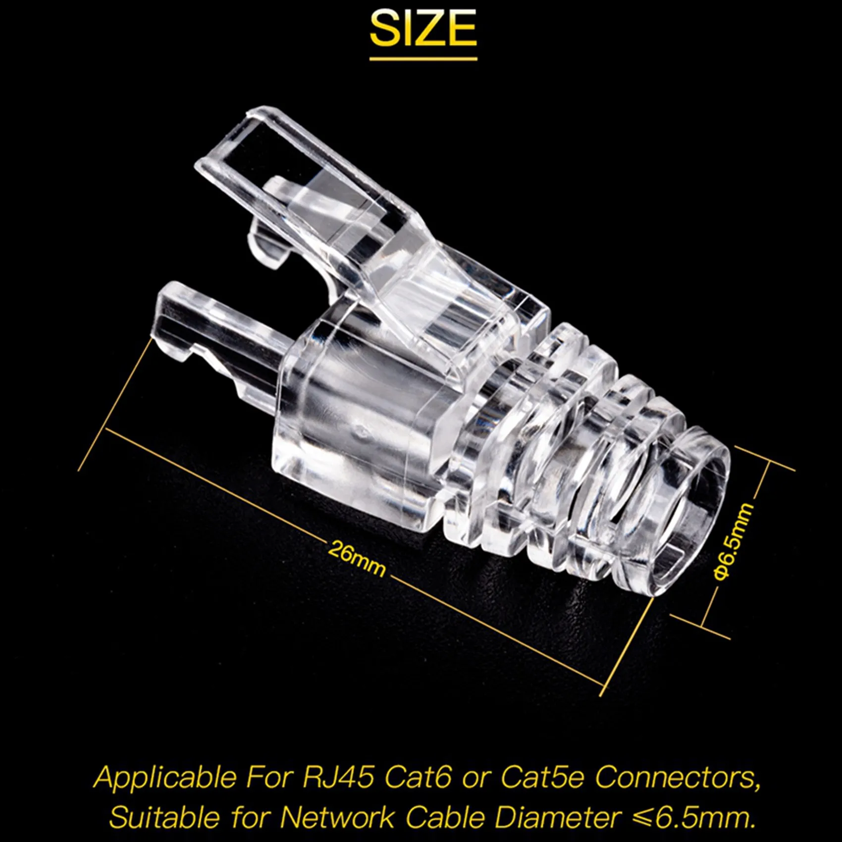 Delicate Texture-100Pcs Cat6 RJ45 Connector UTP Cable Ethernet Jack 8P8C Network CAT 6 Modular Plugs With 6.5Mm RJ45 Caps