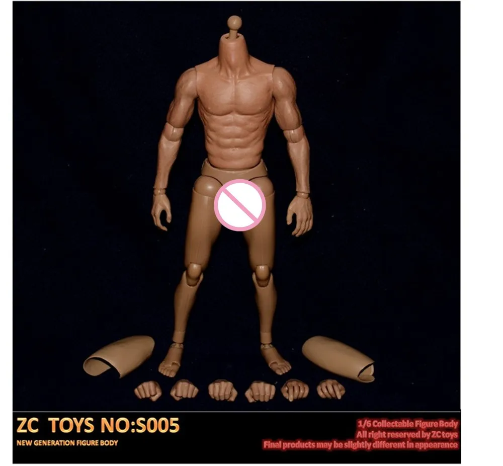 

1/6 ZCTOYS S005 Muscular Man Body DOll Fexible 12" Asian Male Figure Model Narrow Shoulder Fit 1:6 Head Toy Collection Toys