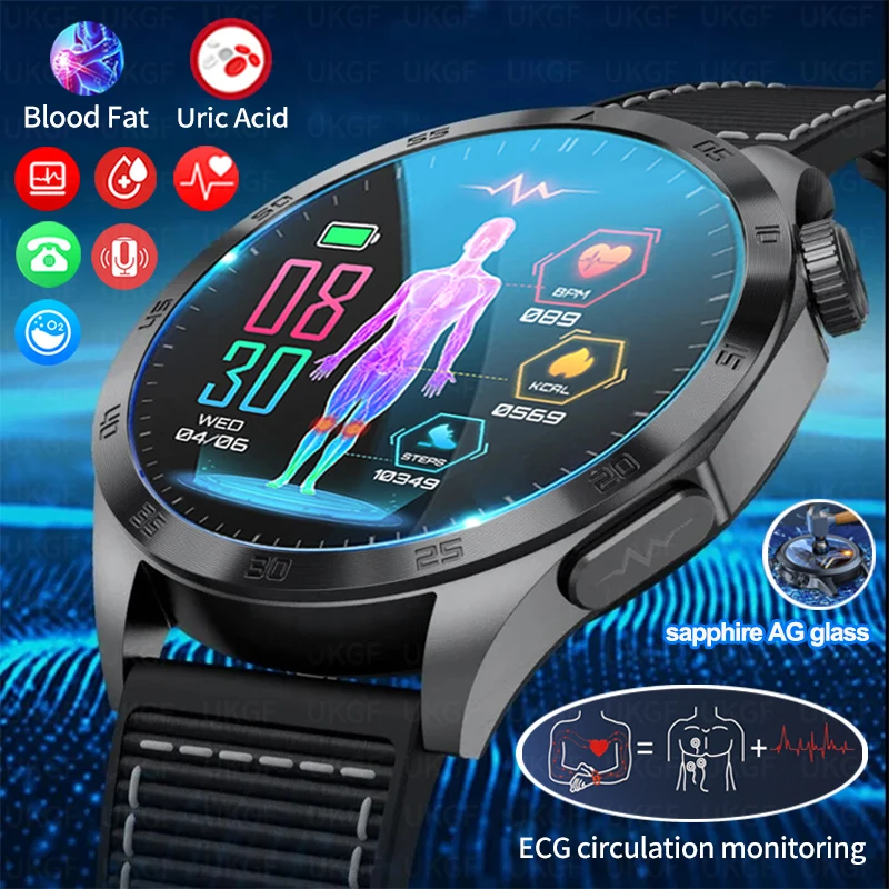 2026년 신제품 ECG+PPG+HRV AI 진단 요산 스마트 워치 남성 혈중 지질 측정 혈압 HD BT 통화 피트니스 스마트 워치