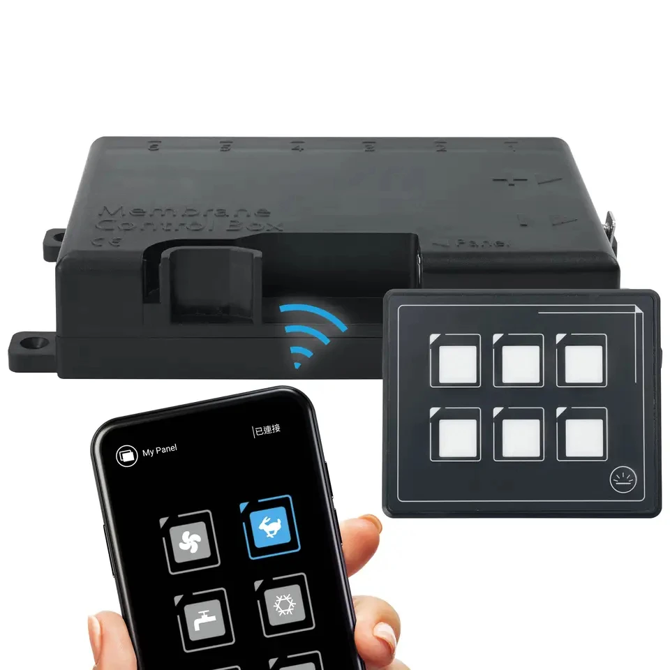 6P LED Touch Control Box -compatible 6 Gang Membrane Toggle Switch Button APP Touch Control Panel for SUV Boat Caravan