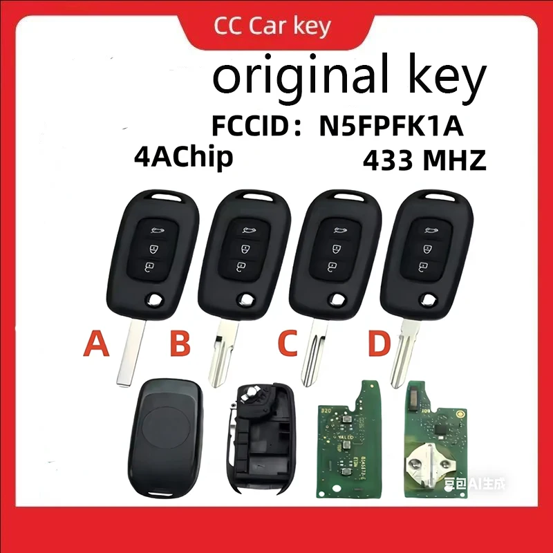 

Original PCB Board 4A Chip 433MHz Flip Car Ramote Key N5F-PFK1A For Renault Sandero Oroch Logan Duster