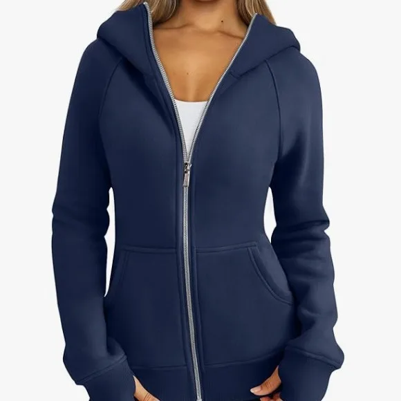 Womens Slim Zip Up Hoodies 2024 Casual Jackets Sweatshirts Fall Spring Outfits Tops With Pockets