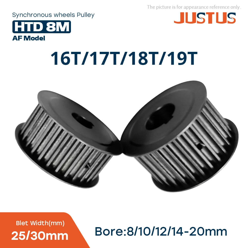 

HTD 8M 16T/17T/18T/19 Teeth Black Steel Synchronous Wheels Pitch 8mm Bore 8-20mm Slot Width 27/32mm for Belt Width 25/30mm