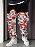 Men's 3D Printed Christmas Santa Claus Abstract Sweatpants Casual Sports Pants Winter Christmas Sports Drawstring Pants