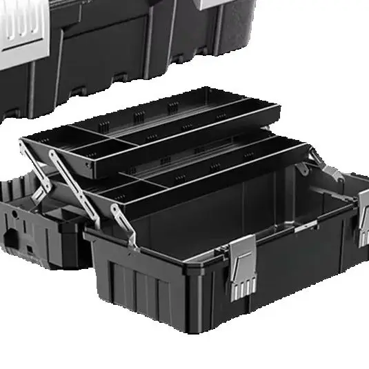 

Пустой большой штабелируемый ящик для инструментов, водонепроницаемый кейс для переноски инструментов, противоударный пластиковый органайзер для хранения в гараже