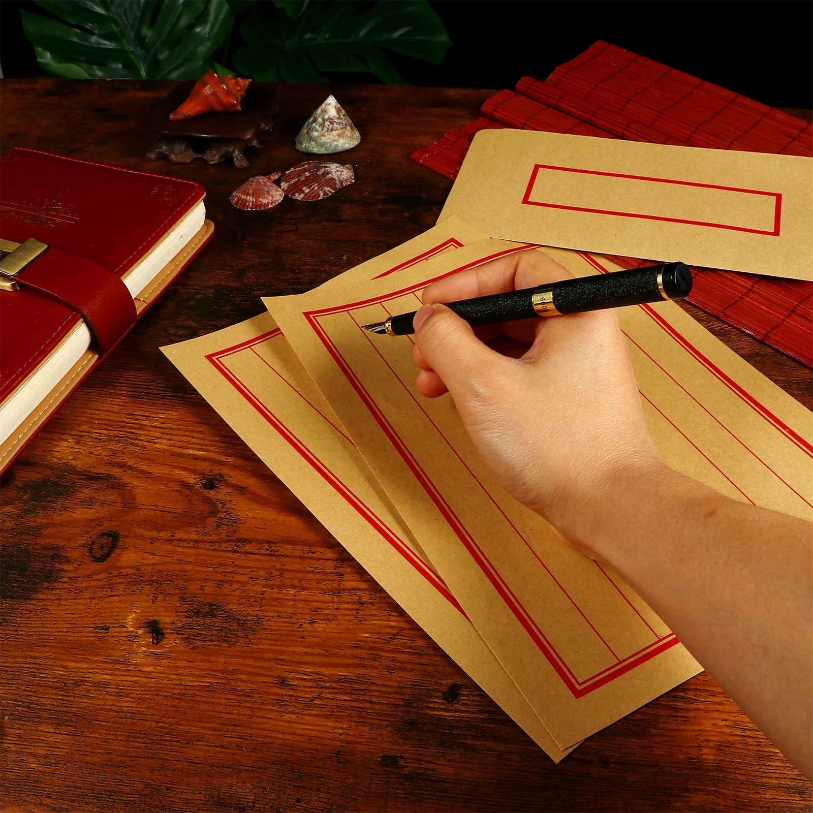1 set Chinese Style Letter Paper Envelope Set Vertical Line Stationery For Writing Notes Greeting Card Message Card Thanks