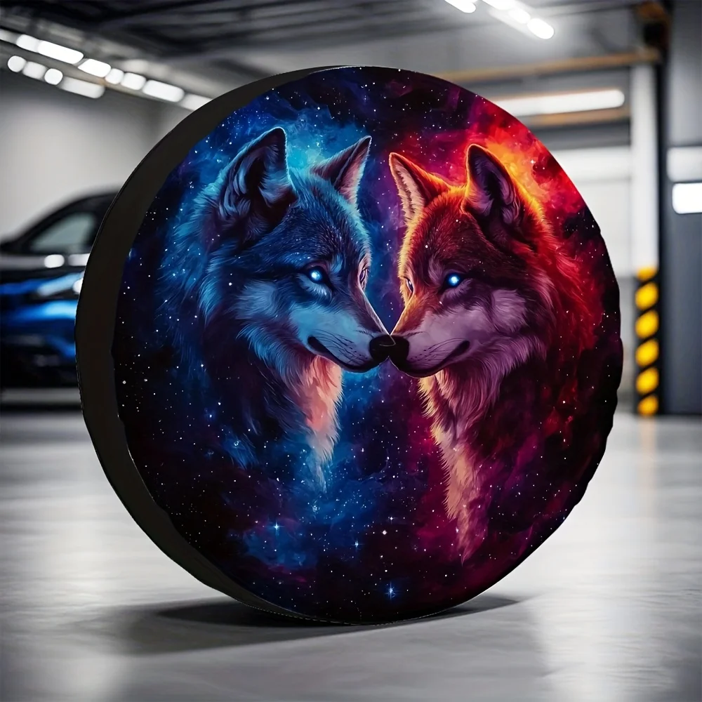 

Чехол для шин Wolf Pair Galaxy, прочная полиэстеровая защита запасного колеса для кемпера, внедорожника