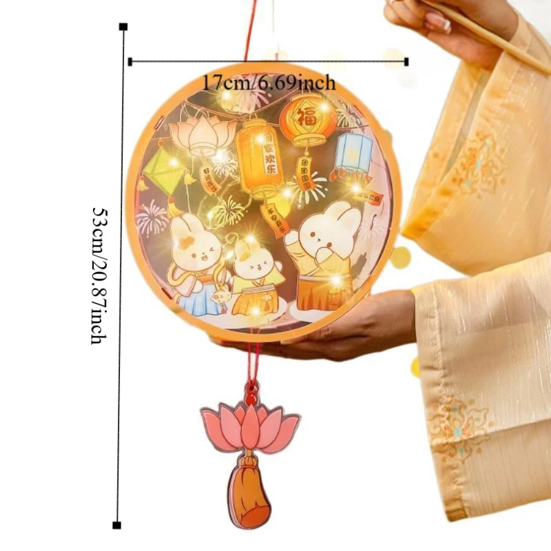 DIY Material Bag Mid-Autumn Festival Lantern DIY Glowing Handmade Handheld Rabbit Lantern Chinese Style Luminous
