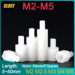 20/ 50pcs White Plastic Nylon Hex Hexagon Standoff Spacer Male-Female Phillips Pan Round Head Screw Nut M2 M2.5 M3 M4 M5