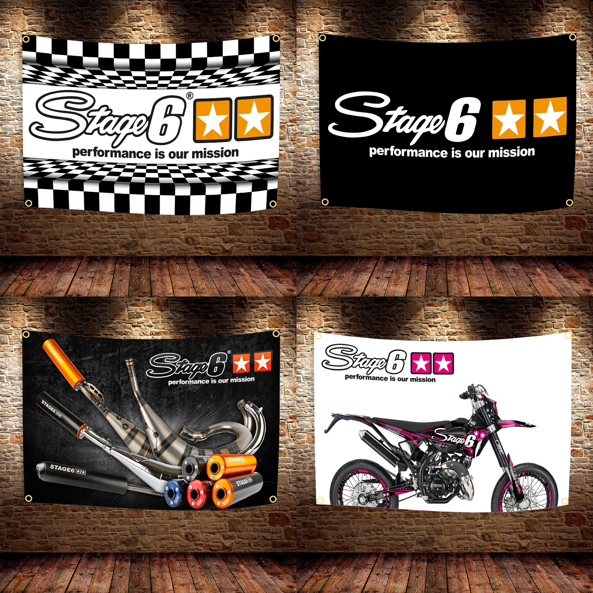 Image of Motorrad-Modifikationsteile, Flaggenbanner, Polyester, bedruckt, 60 x 90 cm, 90 x 150 cm, Garagendekoration für Motorrad-Enthusiasten, Raumdekoration