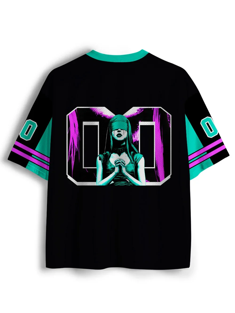 Fußballtrikot im Gothic-Stil, 3D-Druck, schnelltrocknend, atmungsaktiv, Sport-T-Shirt für Männer und Frauen, V-Ausschnitt, locker geschnitten, modisches Streetwear-Modell. – Detail 3