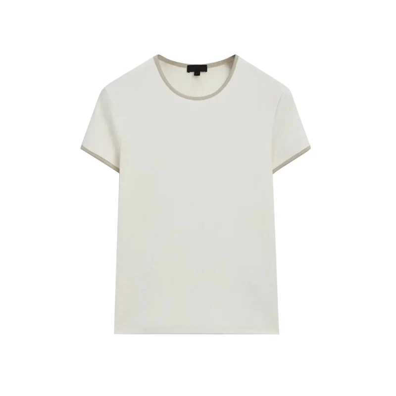 Nuova primavera donna basic casual confortevole cotone ort Sve round Ne T-shirt Faionable oulder lunghezza fibra di poliestere