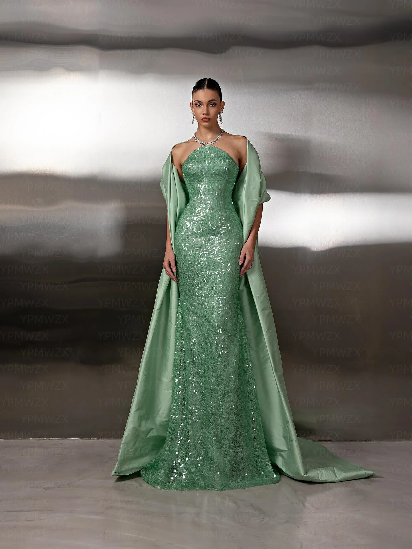 

Customized Prom Dress Ypmwzx Irregular Collar Mermaid Floor length Sequin Graduation Gown