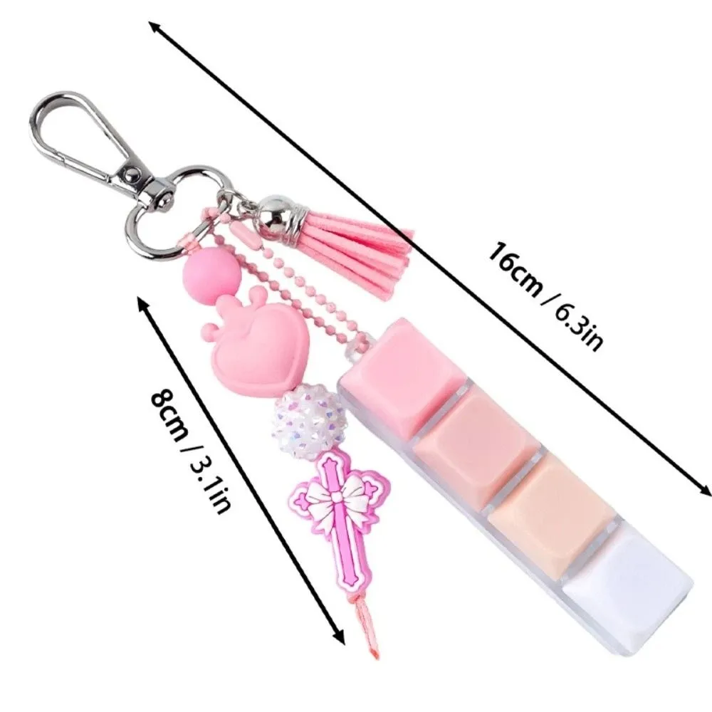Silicone Beads Handmade Keychain Fidget Press Button Soft Silicone Fidget Sturdy Metal Clip Hook Heart-Shaped Ornaments