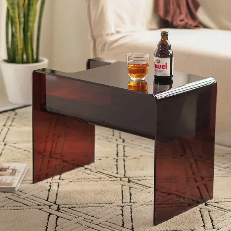

#Acrylic Transparent Small Coffee C-shaped Sofa Card Living Room Window Side Corner Bedside Small Table