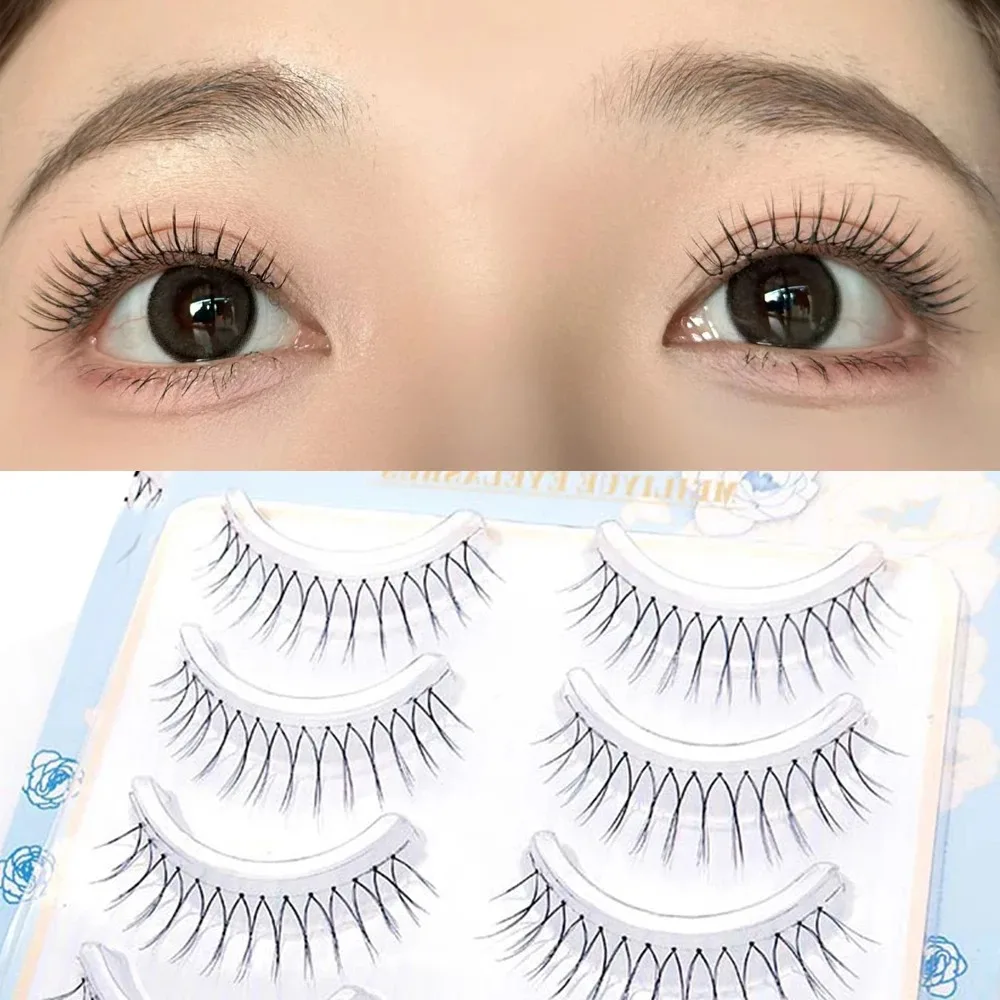 5/10 Pairs 3D Fee V-vormige Valse Wimpers Koreaanse Natuurlijke Transparante Stem Wimpers Fee Enten Wimper Extension Zachte make-up