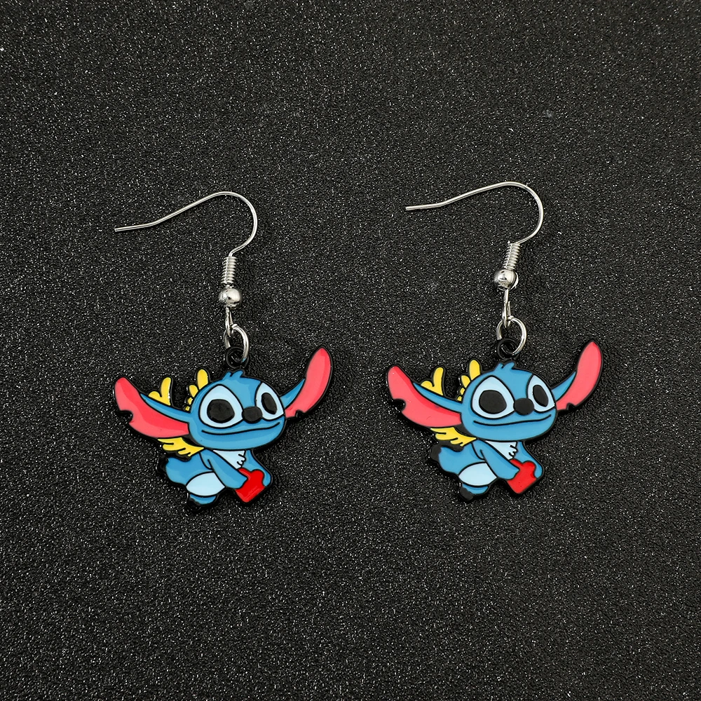 New Disney Cartoon Stitch Earrings Creative Quirky Alien Animal Earrings Alternative Funny Stitch Earrings Cute Girls Earrings