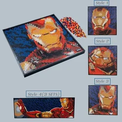 Miniso Marvel Ironman Avatar Pixel Art Mosaic Painting Home Decoration Model Building Block Brick Gift Kid Boys Toy