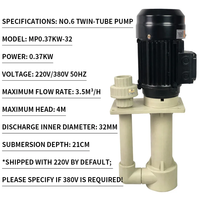 Plastic Chemical Twin-Tube Pump, Vertical Acid- and Alkali-Res nt Submersible Pump, Vertical Pump for Corrosion-Res nt Tan