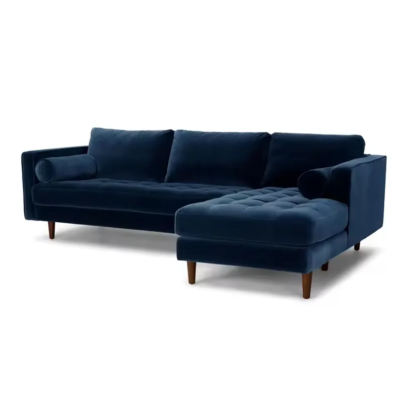 

Light luxury ins wind corner sofa small apartment living room L-shaped latex fabric sofa combination