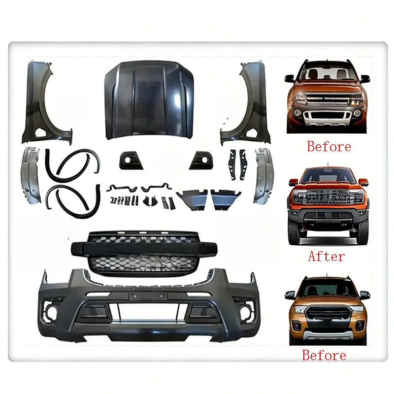 

For Ranger T6 T7 T8 2012-2021 Upgrade to T9 2022+ Body Kit Front Bumper Facelift Accessories